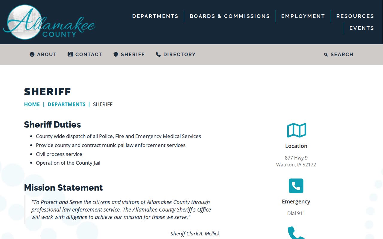 Allamakee County Sheriff official page