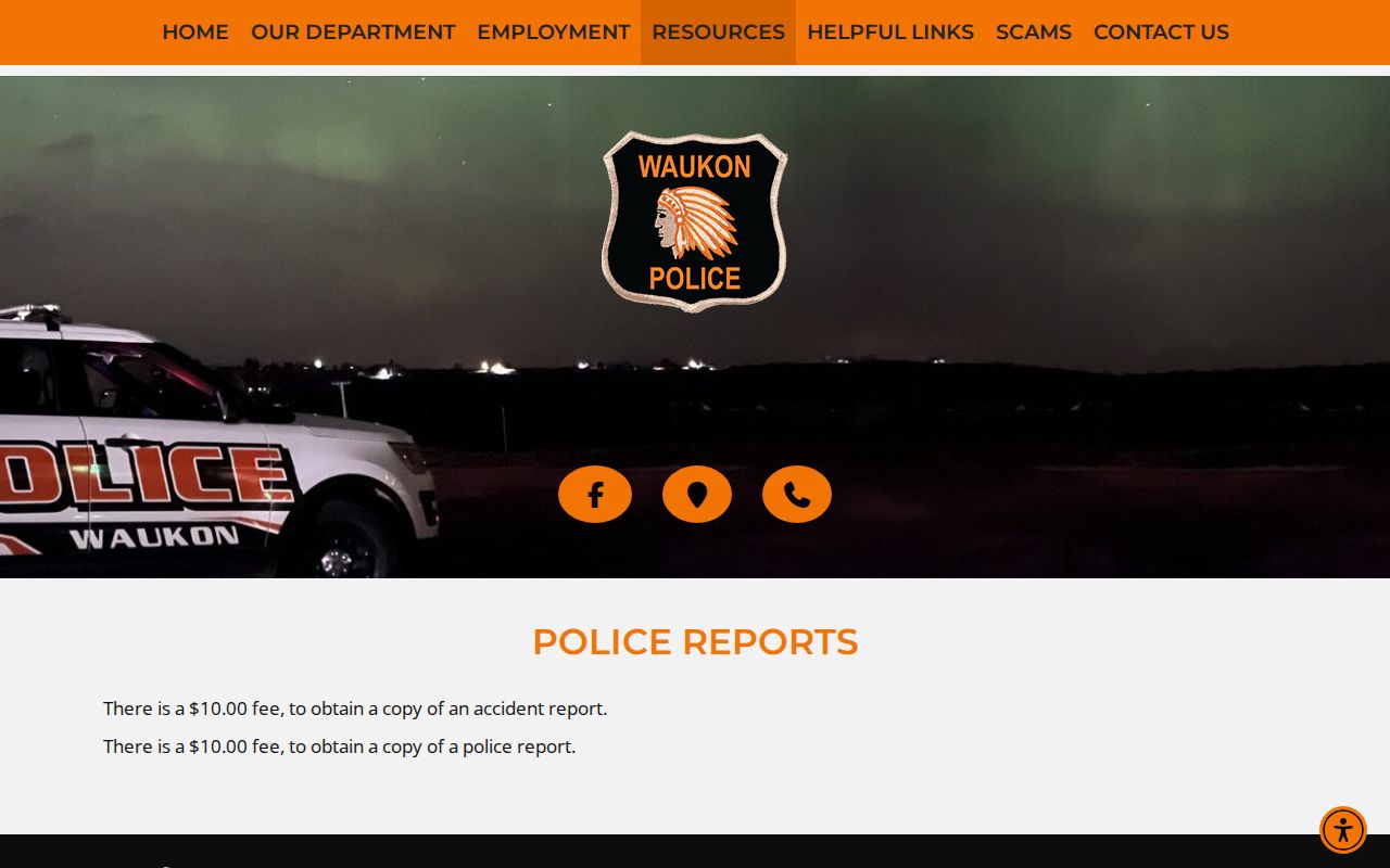 Waukon Police Department police report ordering page